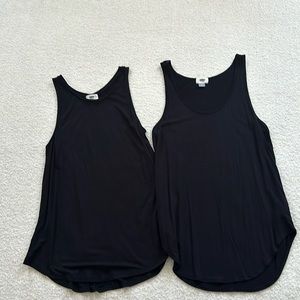 ON (2) black tank tops, size M